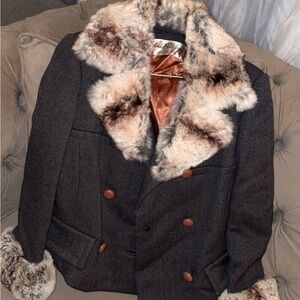 Fur Trimmed Double-Breasted Coat